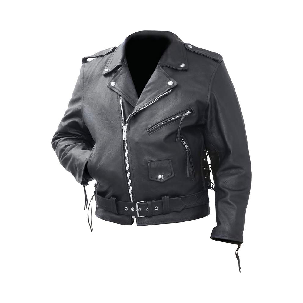 Klassische Motorradjacke festes echtes Rindsleder - schwarz - Größen M bis 3XL - Bild 12 von 14
