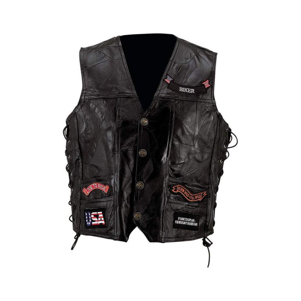 Buffalo Leather Bikers Vest Live to Ride American Eagle Bomb Squad 14 Patches Si - Picture 10 of 10
