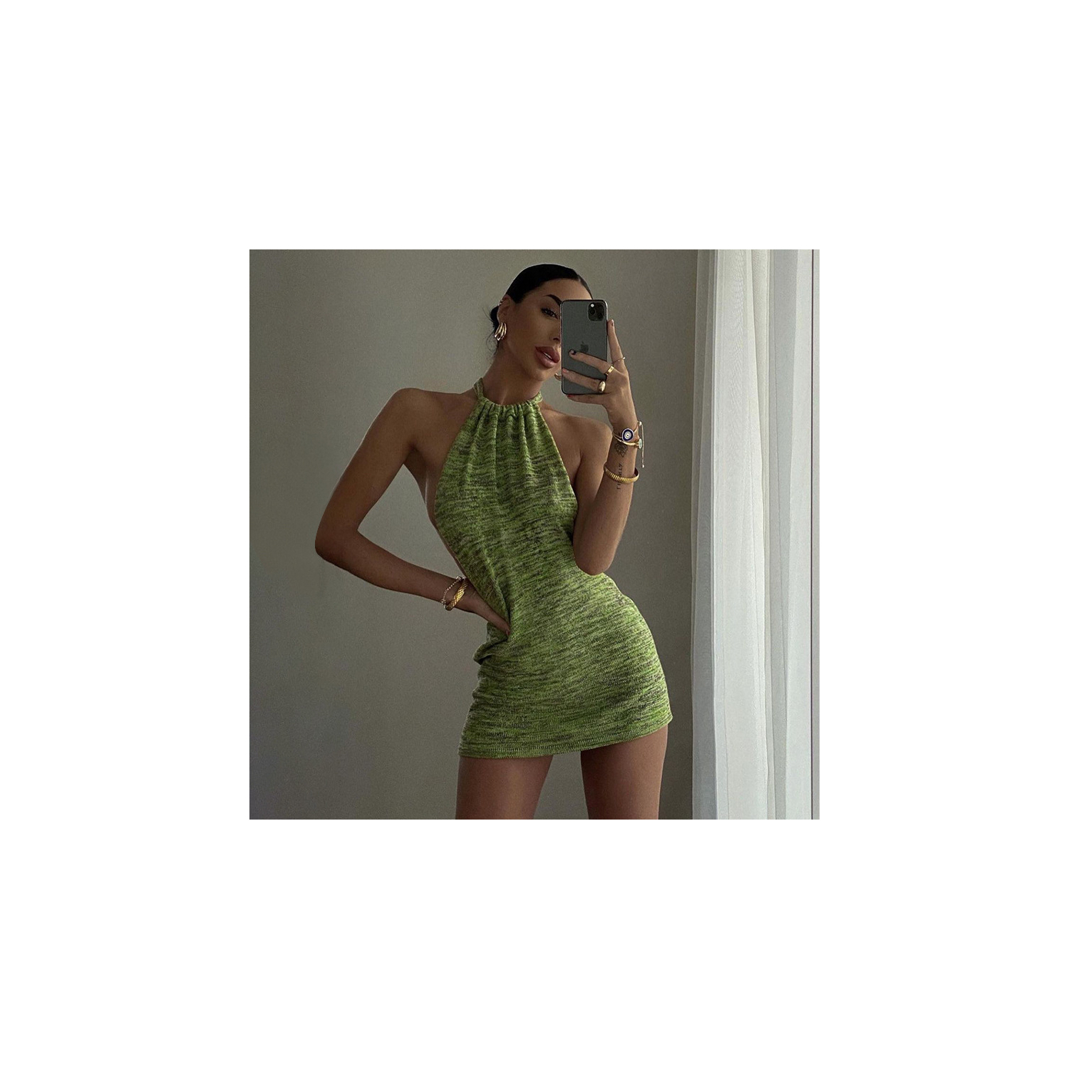 Sexy Backless Halter Dress Side Boob View Bodycon Micro Mini Party Dress Clubw - Picture 23 of 61