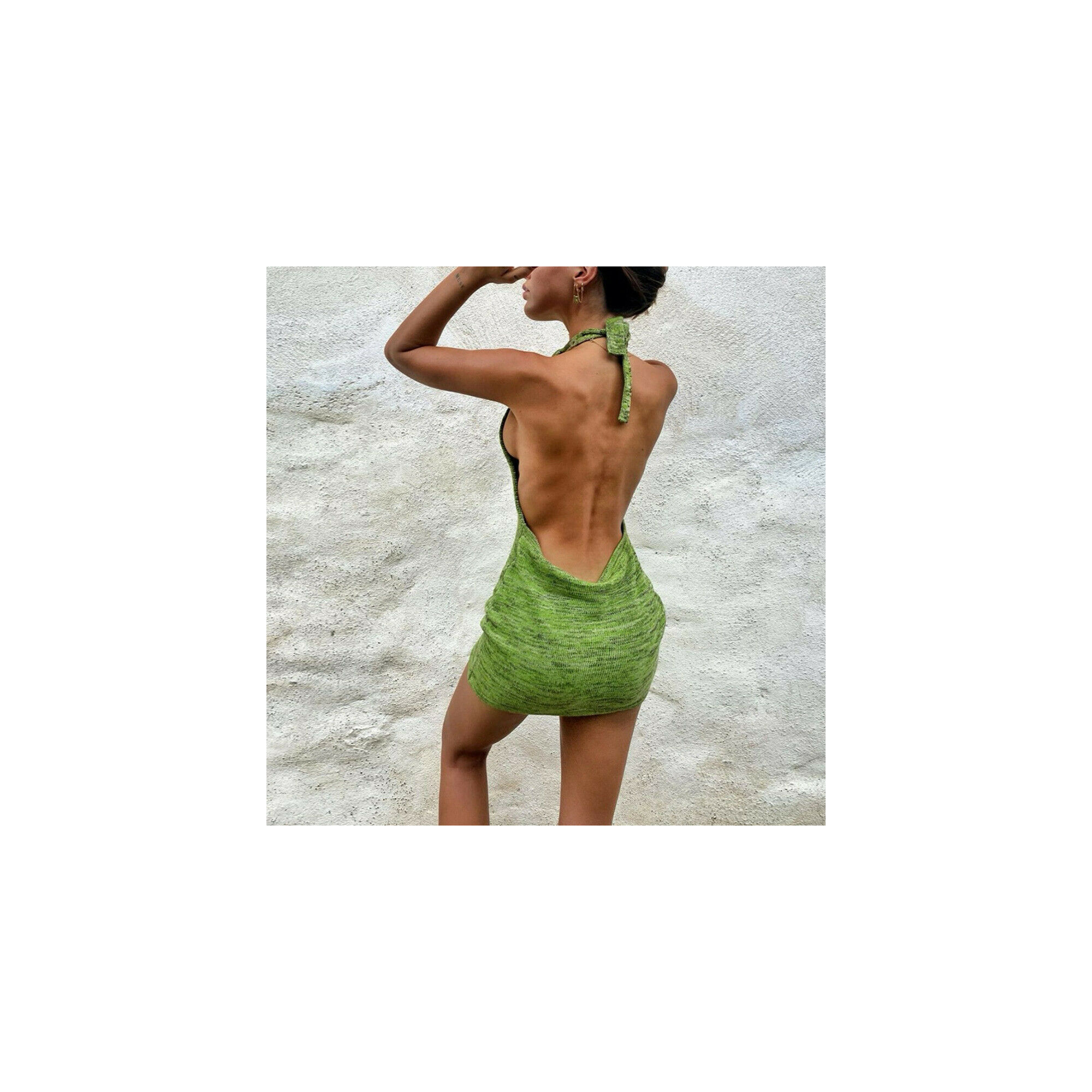 Sexy Backless Halter Dress Side Boob View Bodycon Micro Mini Party Dress Clubw - Picture 48 of 61