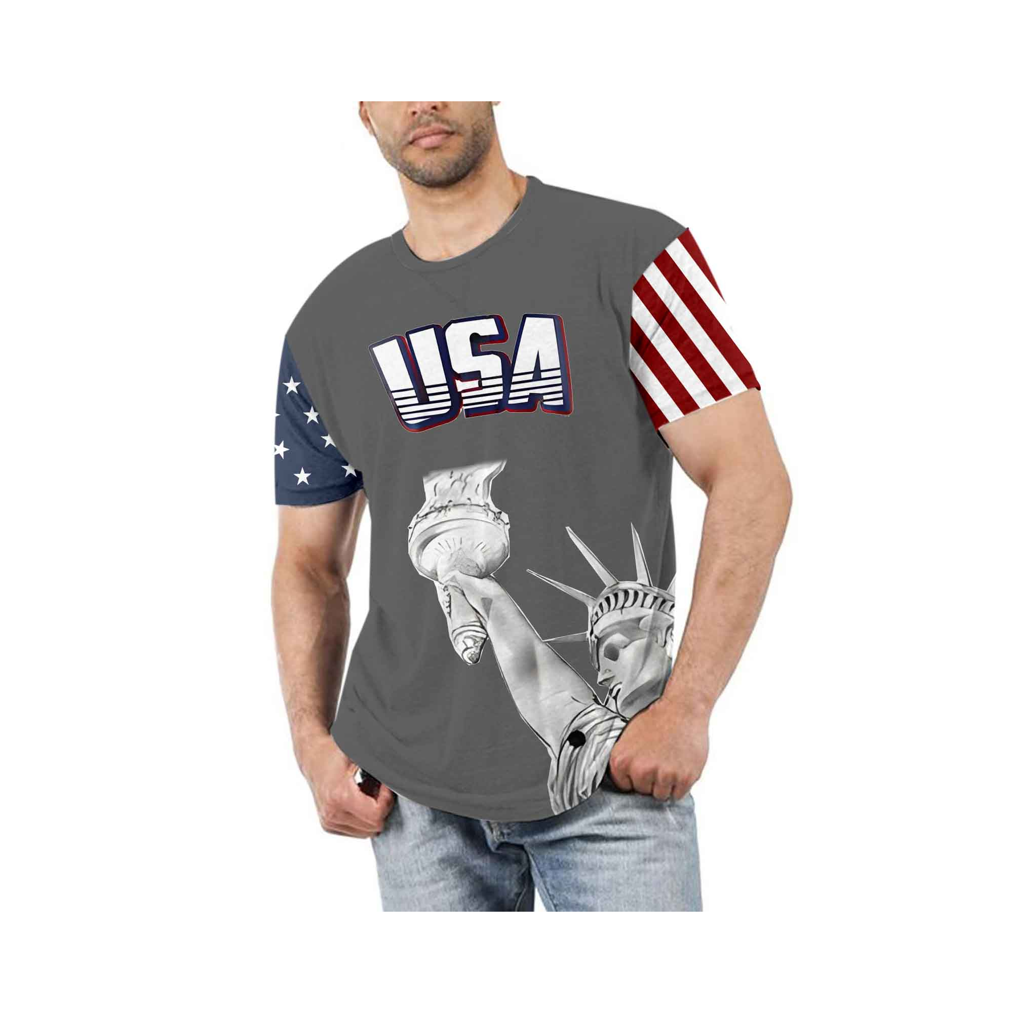 Freiheitsstatue T-Shirt Stars & Stripes USA # 1 Grafikdruck Tee - Bild 6 von 10