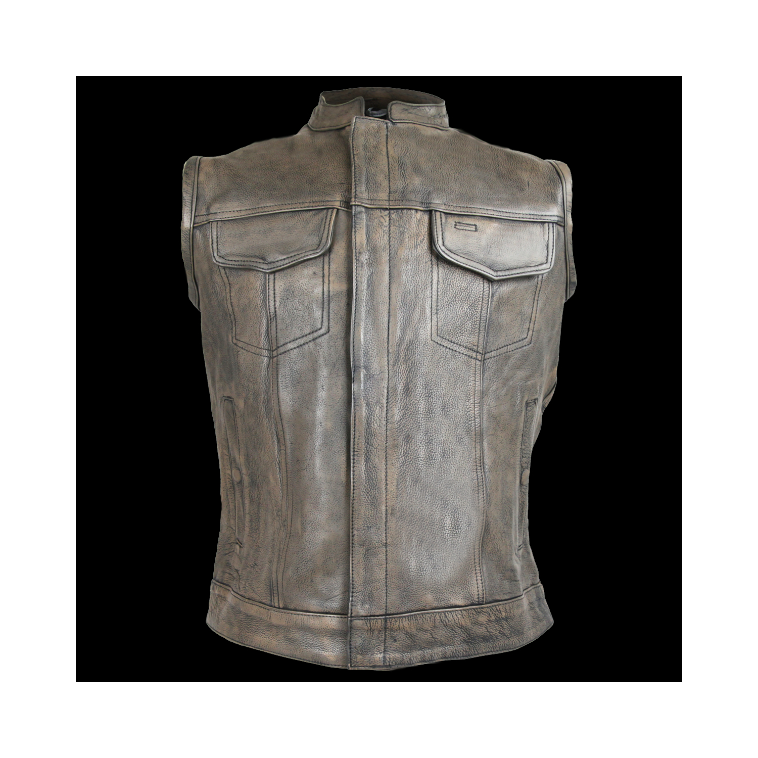 Cowhide Leather Motorcycle Club Leather Vest Distressed Brown Leather - Picture 14 of 17