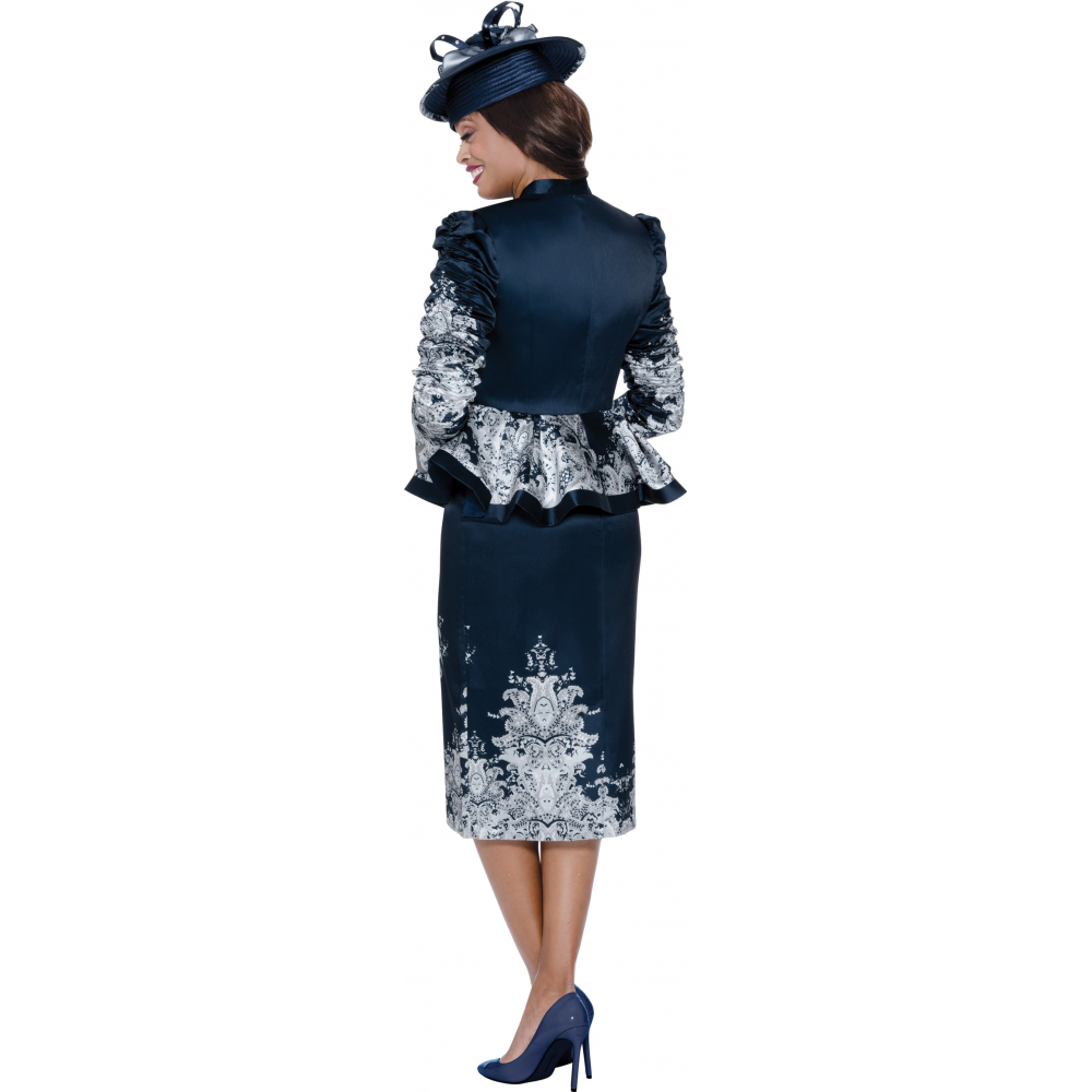 GMI Church Dress Plus Size Print skirt suit with peplum zip front jacket and - Picture 11 of 11