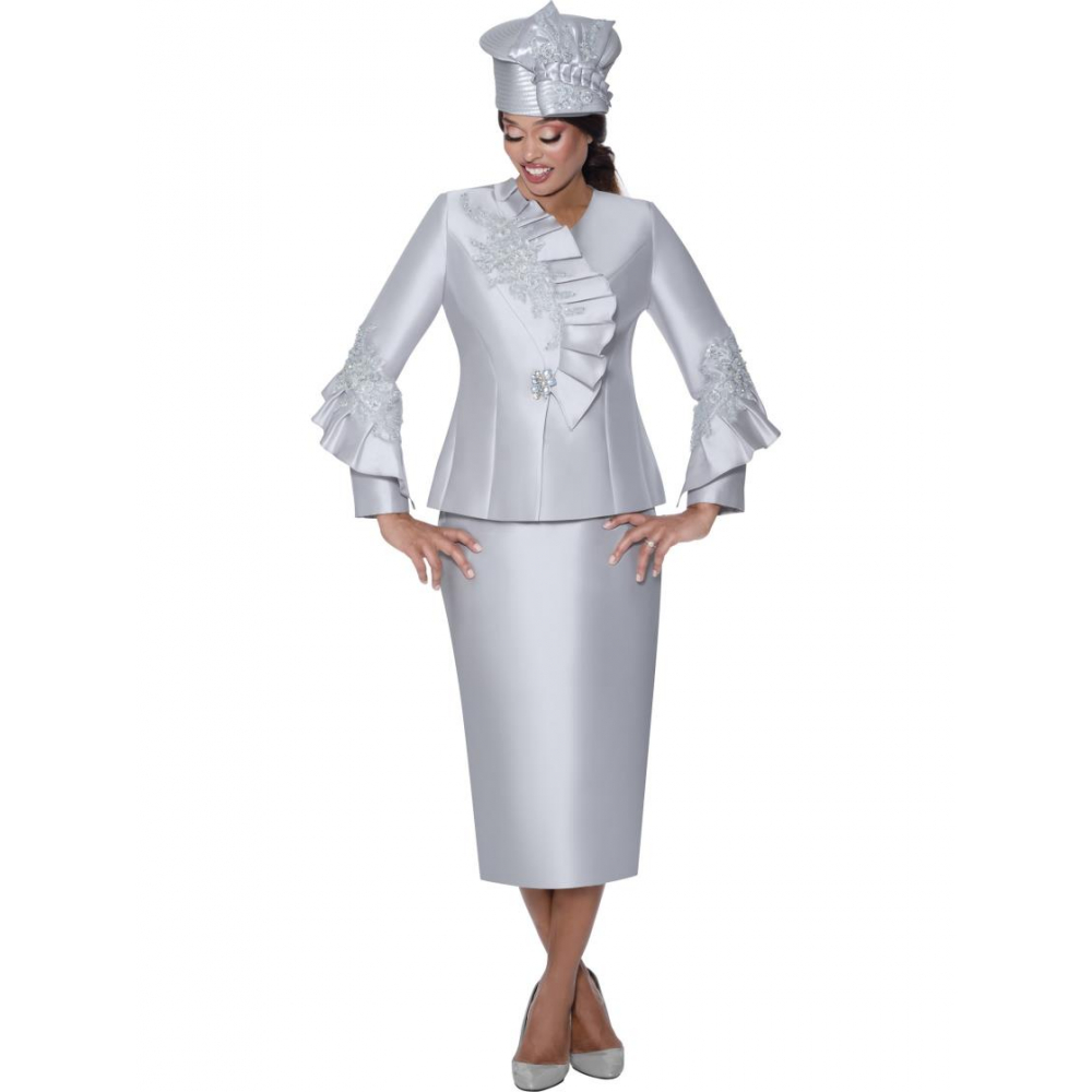 GMI Übergröße Kirche Kleid formell Schößchen Rock Anzug mit elegantem Satin Finish - Bild 10 von 13