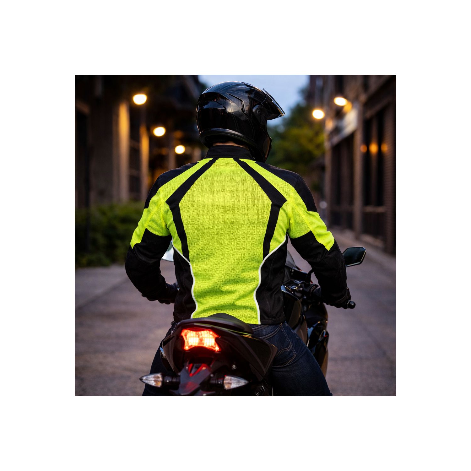Mens Hi Vis Motorcycle Jacket CE Armor Reflective Mesh All Weather